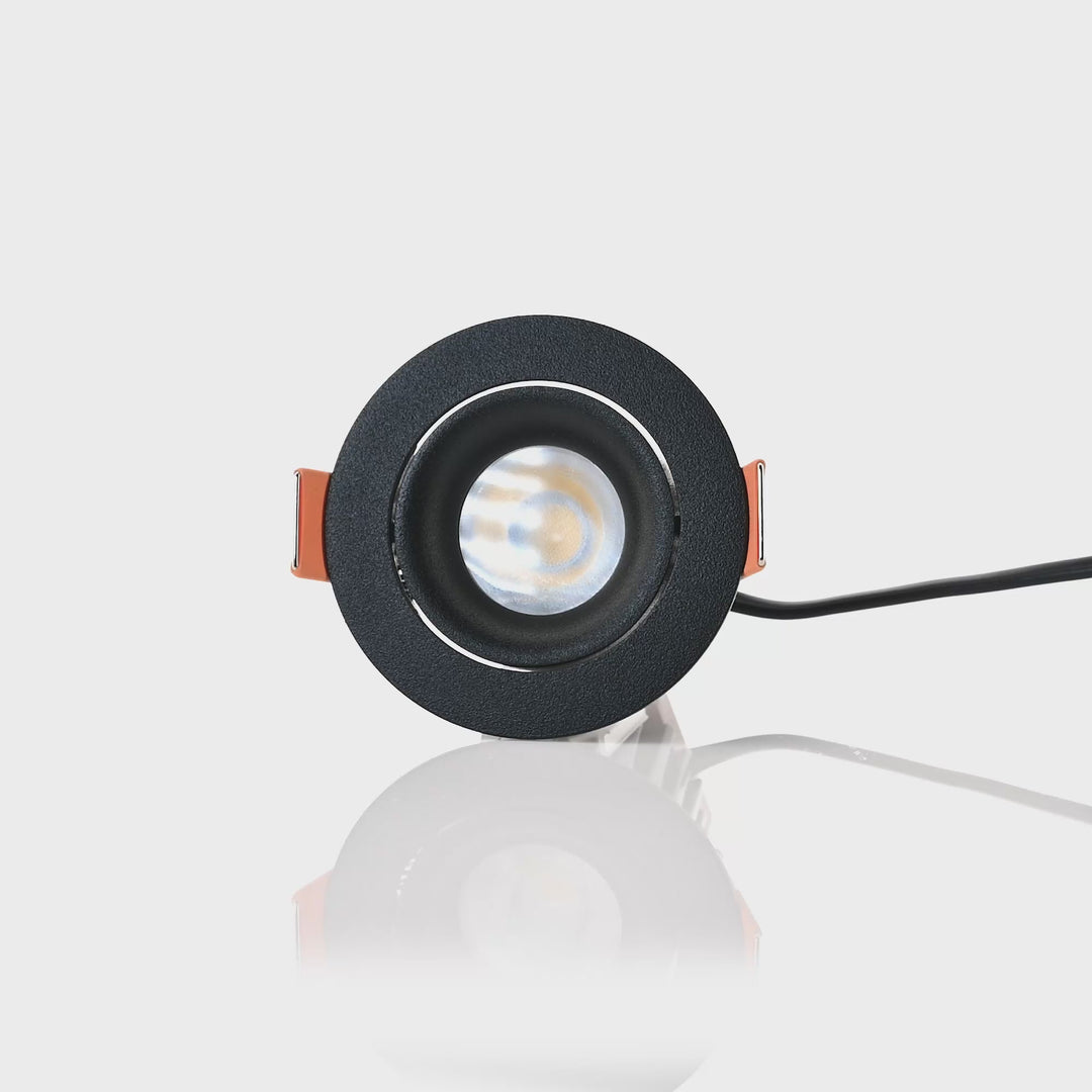 HCP-81227509 / HCP-81247509 - Black Round Tilt 9w Mini Recessed LED Downlight