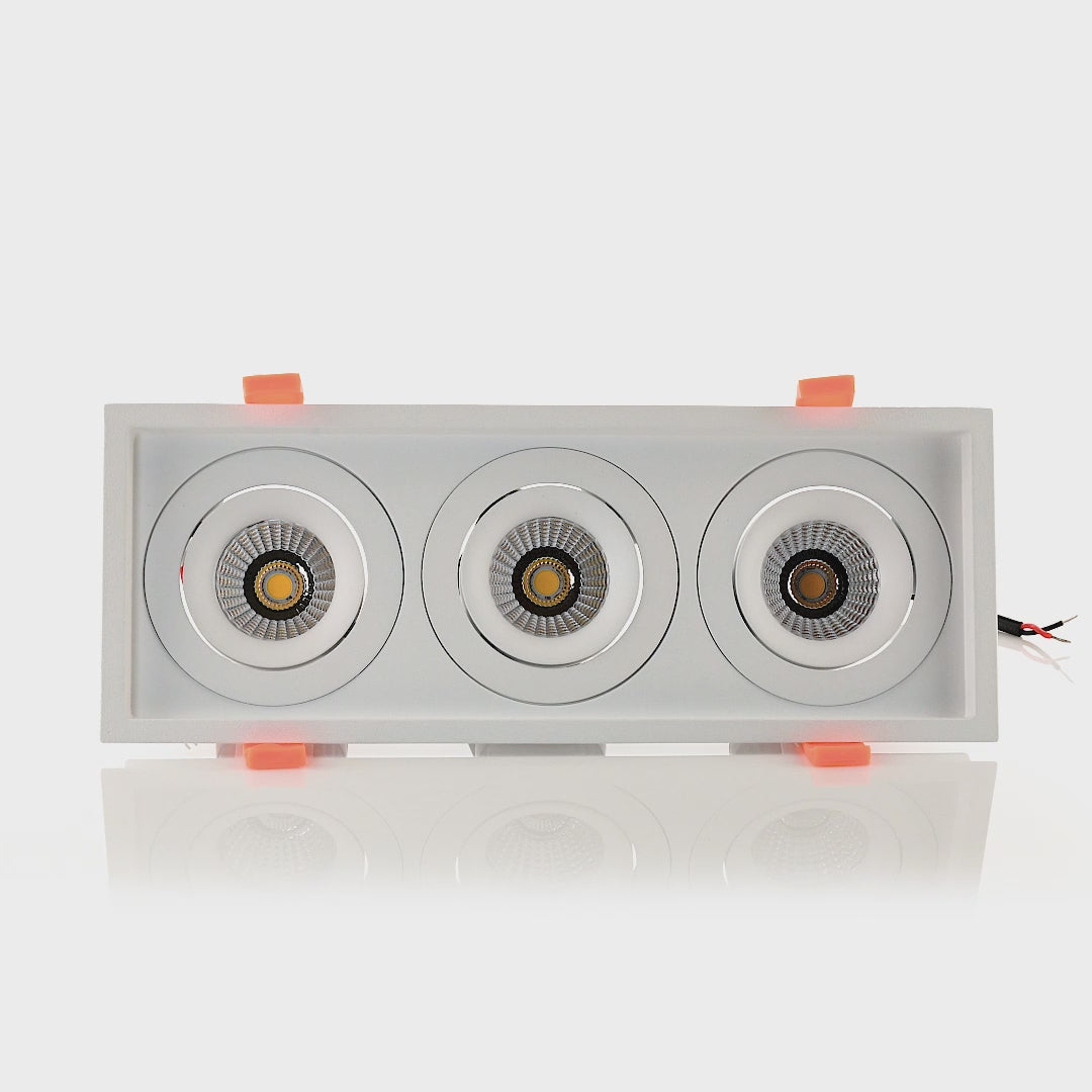 HCP-81391237 | HCP-81391247 - White Square Recessed Tilt 3 x 7.2w Recessed LED Downlight
