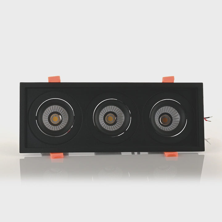 HCP-81291237 | HCP-81291247 - Black Square Recessed Tilt 3 x 7.2w Recessed LED Downlight