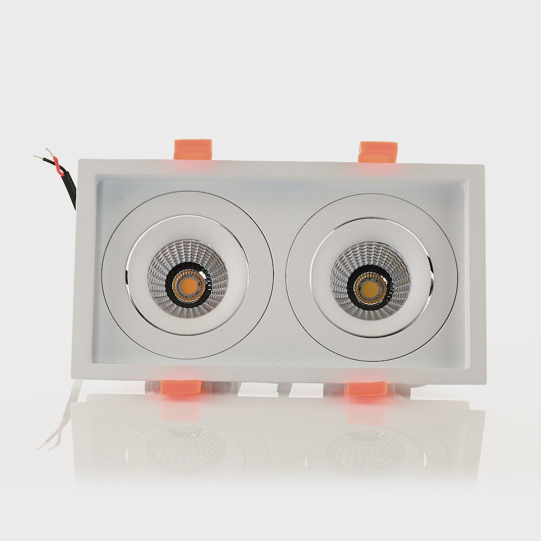 HCP-81391137 | HCP-81391147- White Square Recessed Tilt 2 x 7.2w 24v DC Recessed LED Downlight