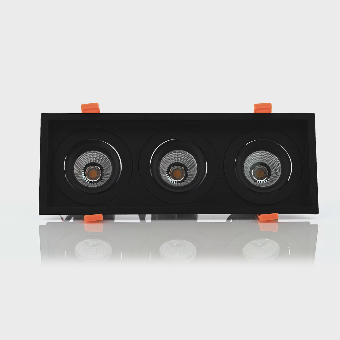 HCP-81291237 | HCP-81291247 - Black Square Recessed Tilt 3 x 7.2w Recessed LED Downlight