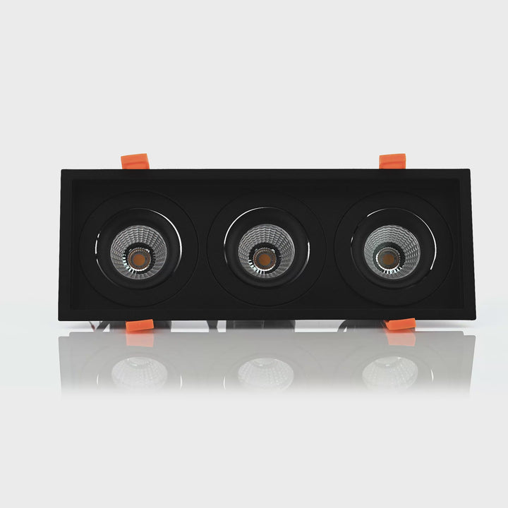 HCP-81291237 | HCP-81291247 - Black Square Recessed Tilt 3 x 7.2w Recessed LED Downlight