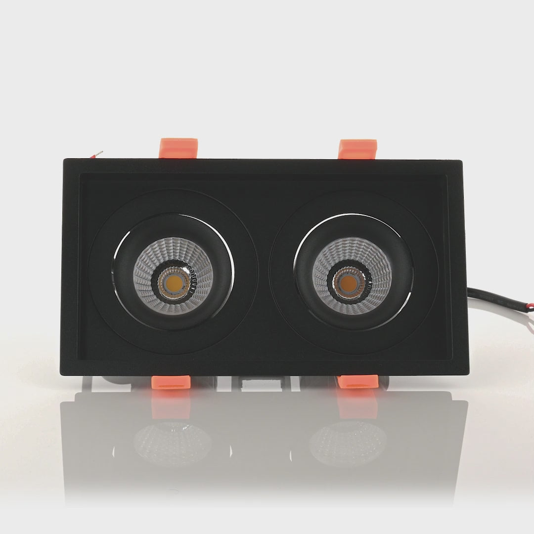 HCP-81291137 | HCP-81291147- Black Square Recessed Tilt 2 x 7.2w 24v DC Recessed LED Downlight