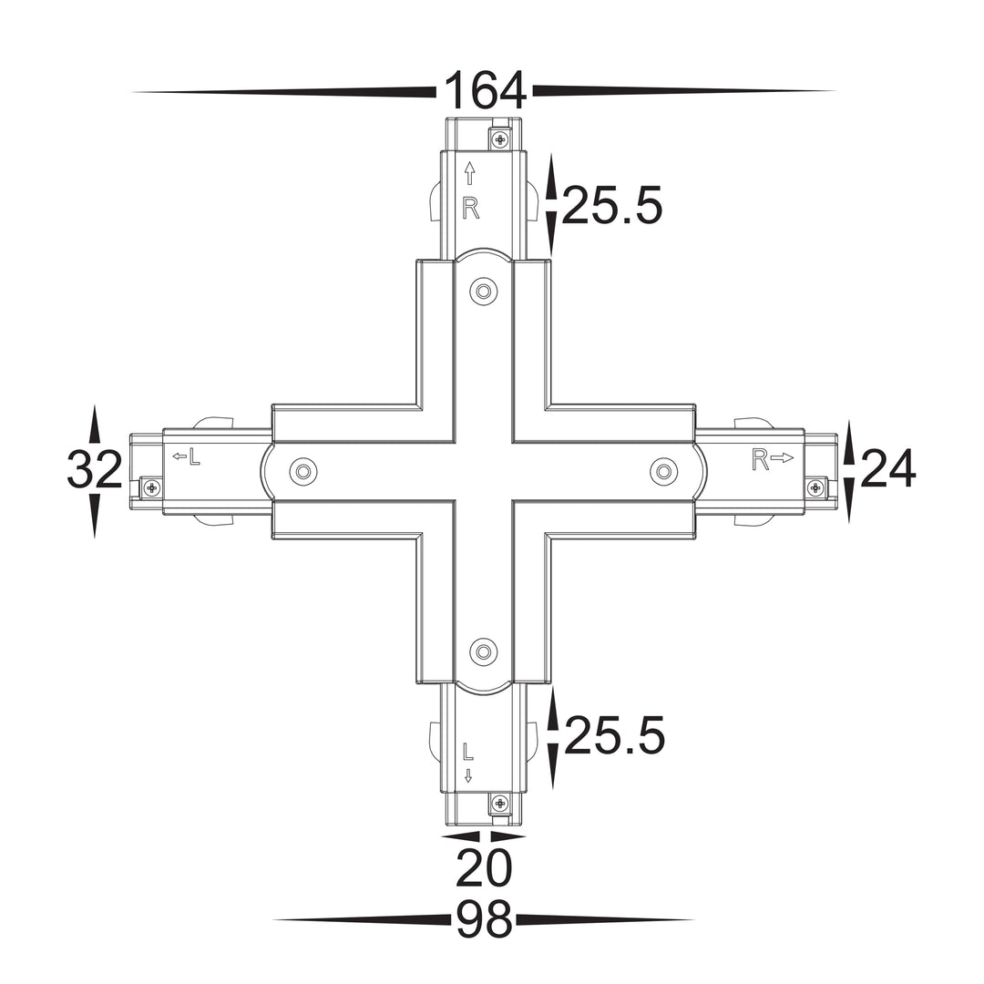 HCP-102300-XSC - Black Three Circuit X-Shape Connector