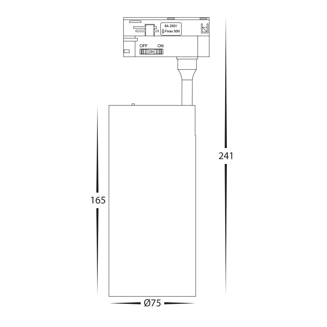 HCP-1023001 - Single Circuit 30W Dimmable Black Track Head