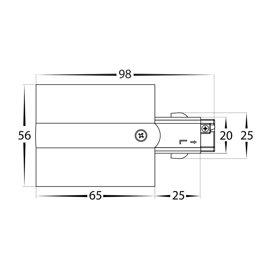 HCP-102301-LE - Black Three Circuit Recessed Track Live End