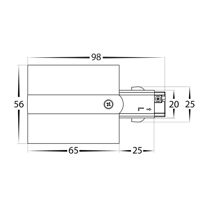 HCP-103301-LE - White Three Circuit Recessed Track Live End