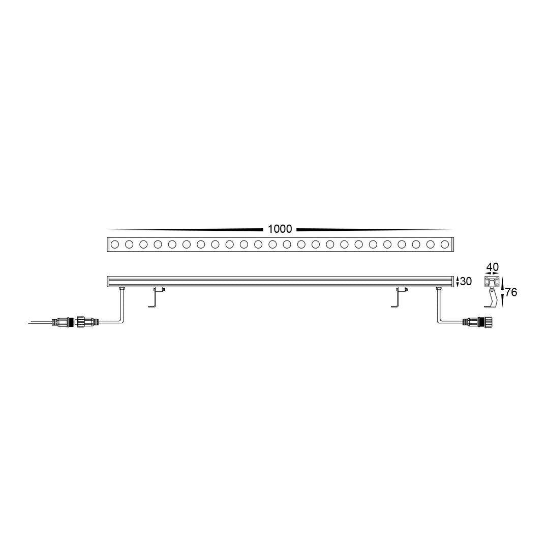 HCP-247240-45 / HCP-247241-45 - 24w Anodised Aluminium Black RGBC or RGBW Wall Washers