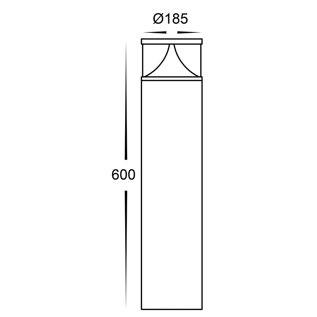 HCP-262330 - 600mm 24w Large Black LED Bollard Light