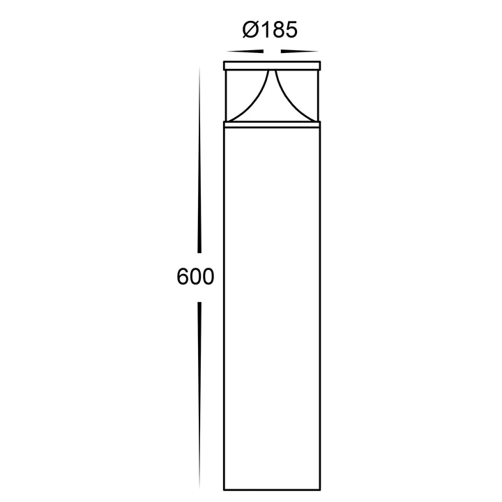 HCP-262330 - 600mm 24w Large Black LED Bollard Light