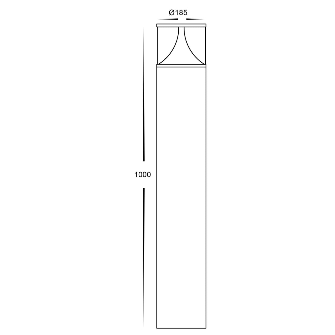 HCP-262430 - 1000mm 24w Large Black LED Bollard Light