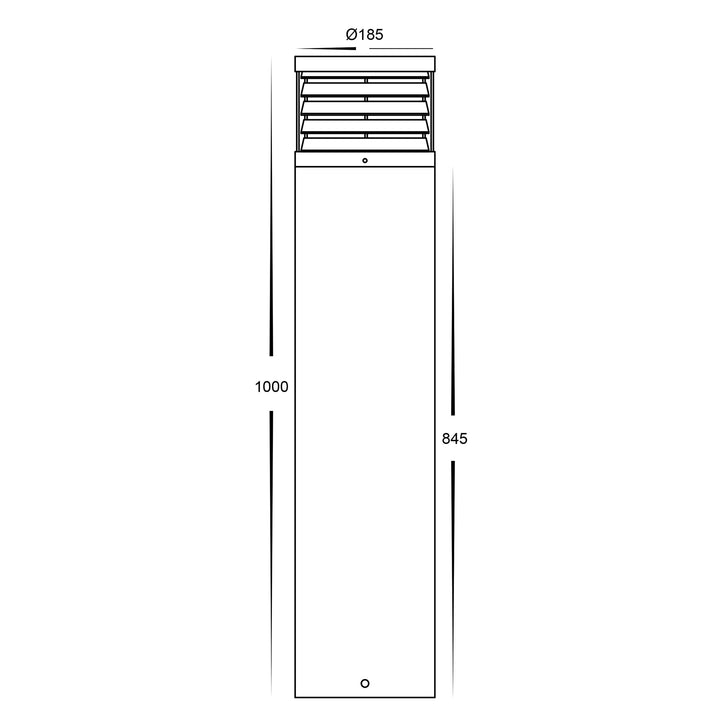HCP-262440 - 1000mm 24w Large Black Louvred LED Bollard Light