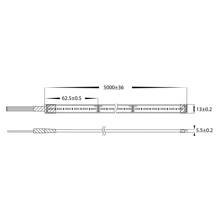 HCP-3466150 - 16w 24v DC 384LED RGB + 5000k IP67 LED Strip
