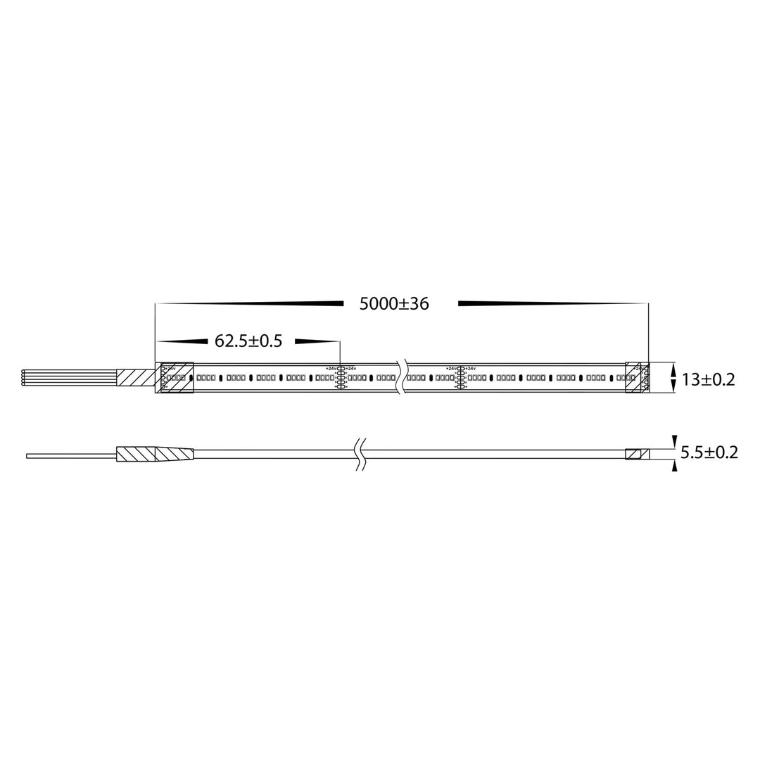 HCP-3466151 - 16w 24v DC 384LED RGB + 3000k IP67 LED Strip
