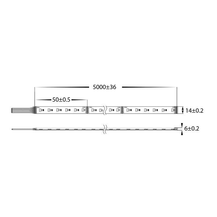 HCP-3466250 - 20w 24v DC 240LED RGB + 5000k IP67 LED Strip