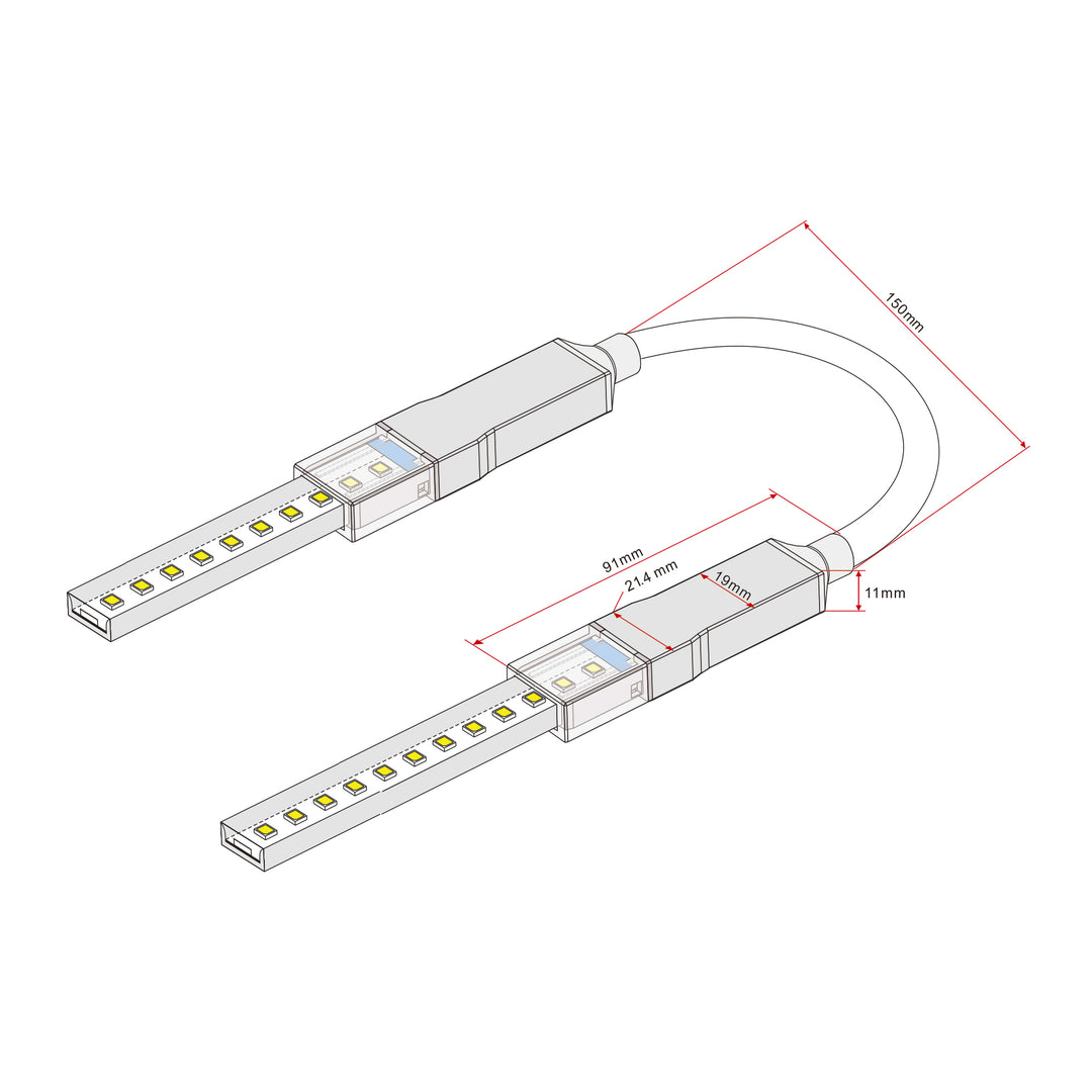 HCP-3865-JC - Joiner with Cable to Suit 240v IP65 LED Strip