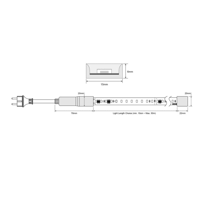 HCP-3865124 - 12w 240v 120LED 4000k IP65 LED Strip
