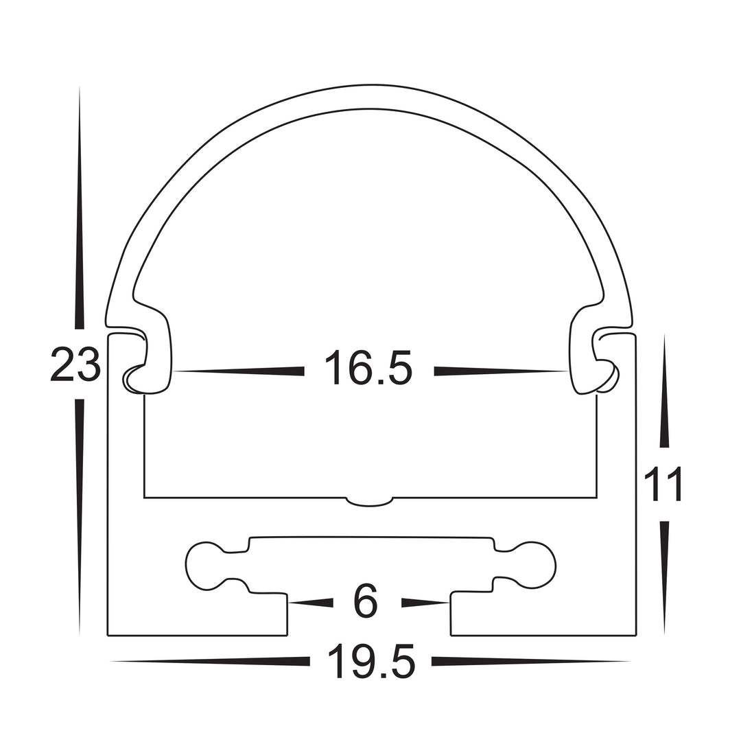 HCP-4112119 - Silver Aluminium Profile with Rounded Diffuser