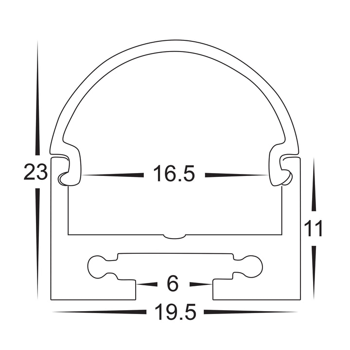 HCP-4112119 - Silver Aluminium Profile with Rounded Diffuser