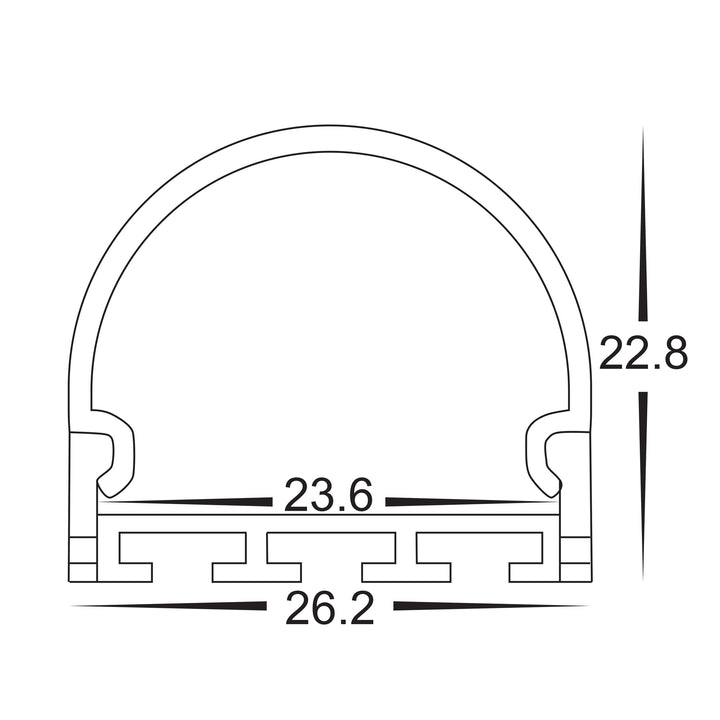 HCP-4112618 - Silver Aluminium Profile with Rounded Diffuser