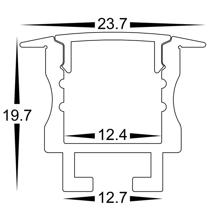HCP-4312520 - Silver Deep Recessed Square Aluminium Profile