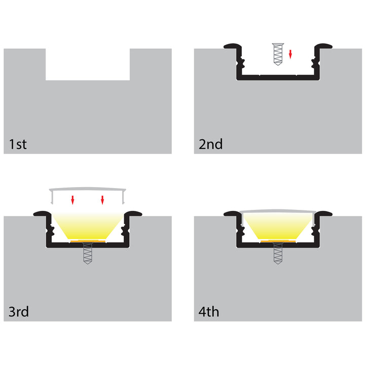 HCP-4312810 - Silver Shallow Recessed Square Aluminium Profile