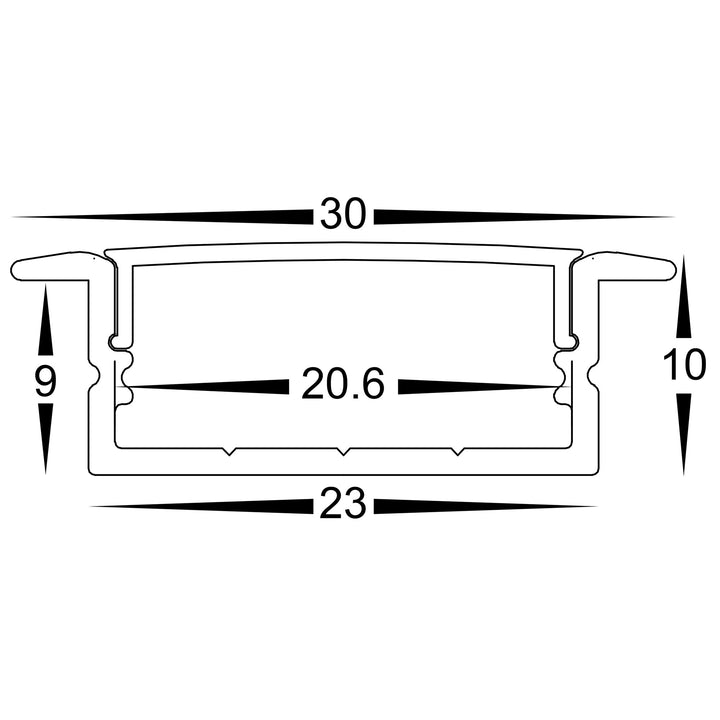 HCP-4312810 - Silver Shallow Recessed Square Aluminium Profile