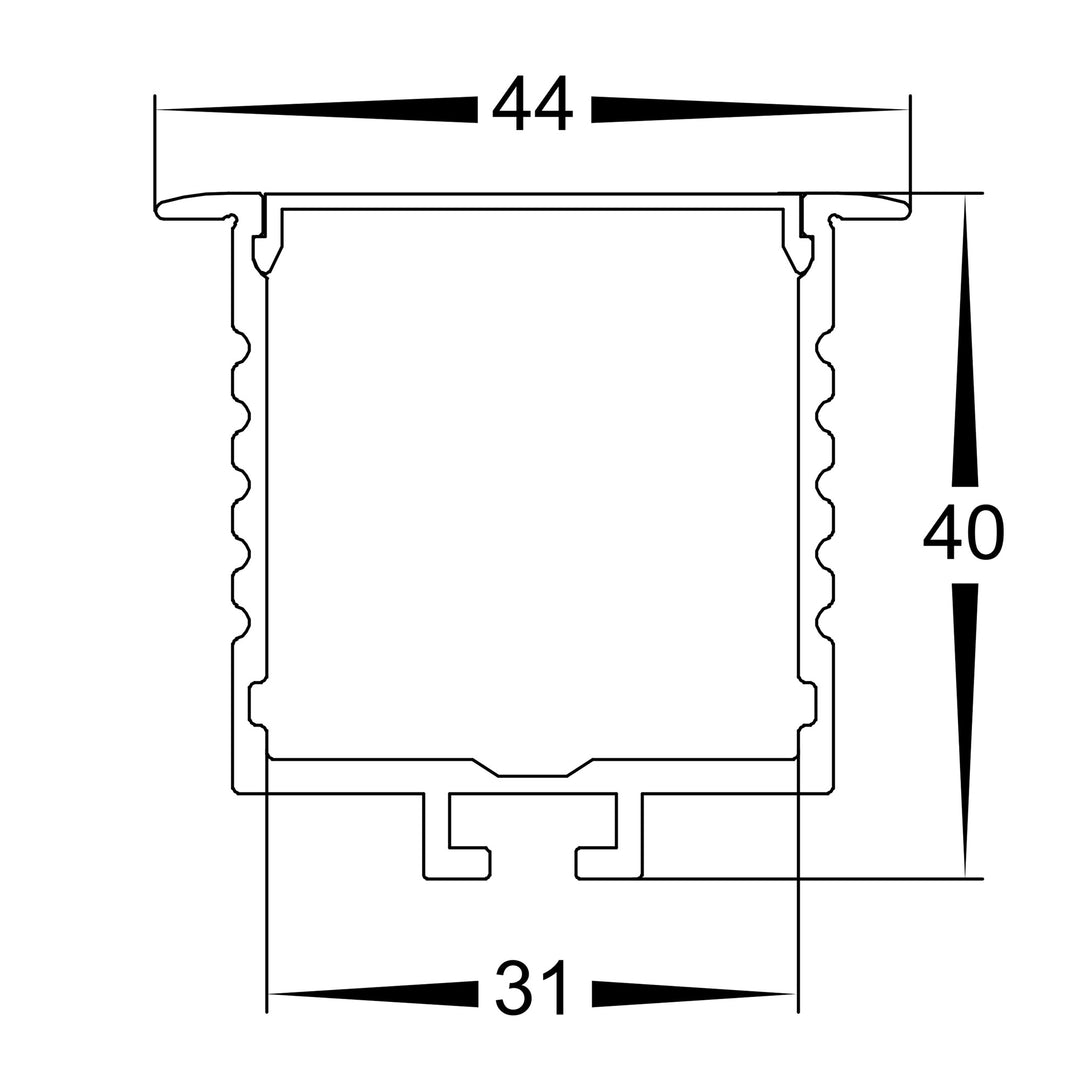 HCP-4314540 - Silver Deep Recessed Square Aluminium Profile