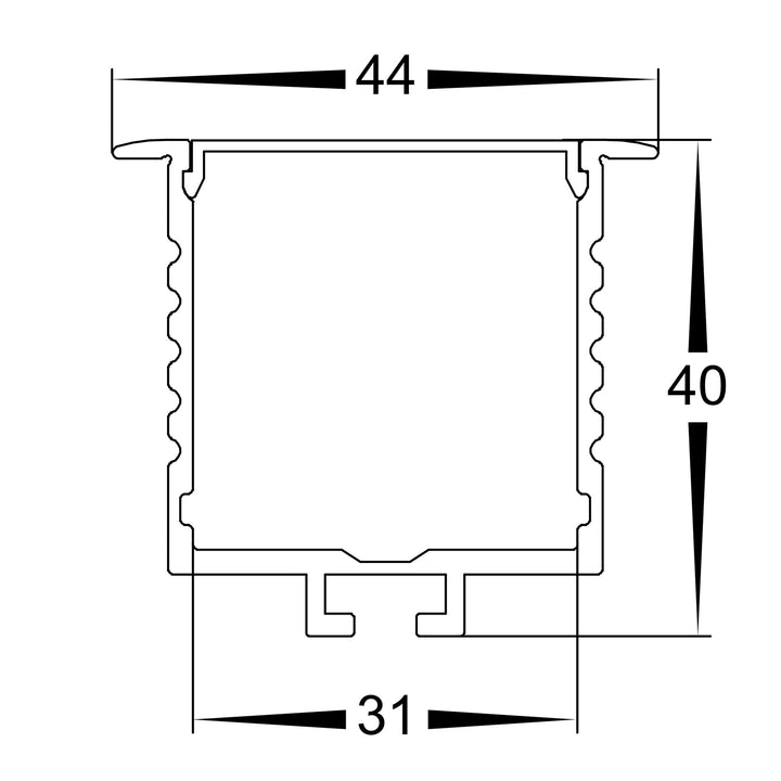 HCP-4314540 - Silver Deep Recessed Square Aluminium Profile