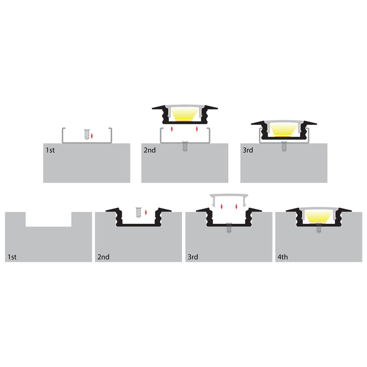 HCP-4332507 - White Shallow Recessed Square Aluminium Profile