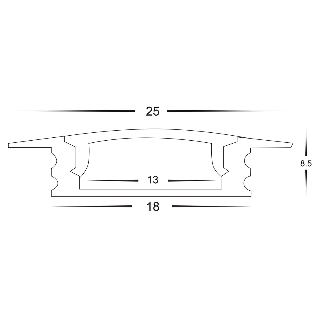 HCP-4332507 - White Shallow Recessed Square Aluminium Profile
