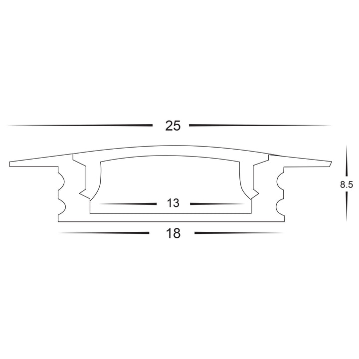HCP-4332507 - White Shallow Recessed Square Aluminium Profile