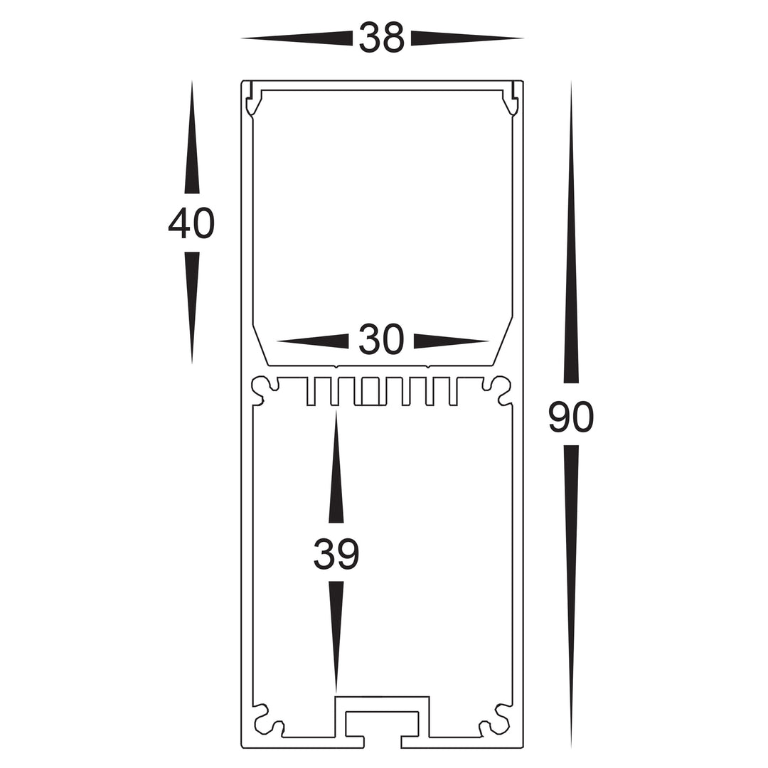 HCP-4413890 - Silver Square Slimline Suspended Aluminium Profile