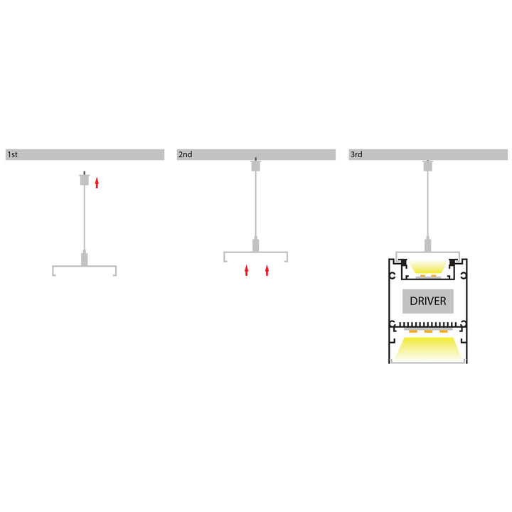 HCP-4416080 - Silver Square Up &amp; Down Suspended Aluminium Profile