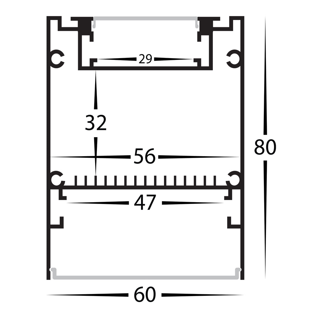 HCP-4436080 - White Square Up &amp; Down Suspended Aluminium Profile