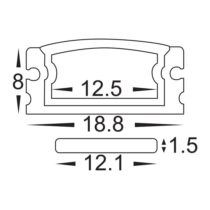 HCP-4811808 - Silver Shallow IP65 Square Aluminium Profile