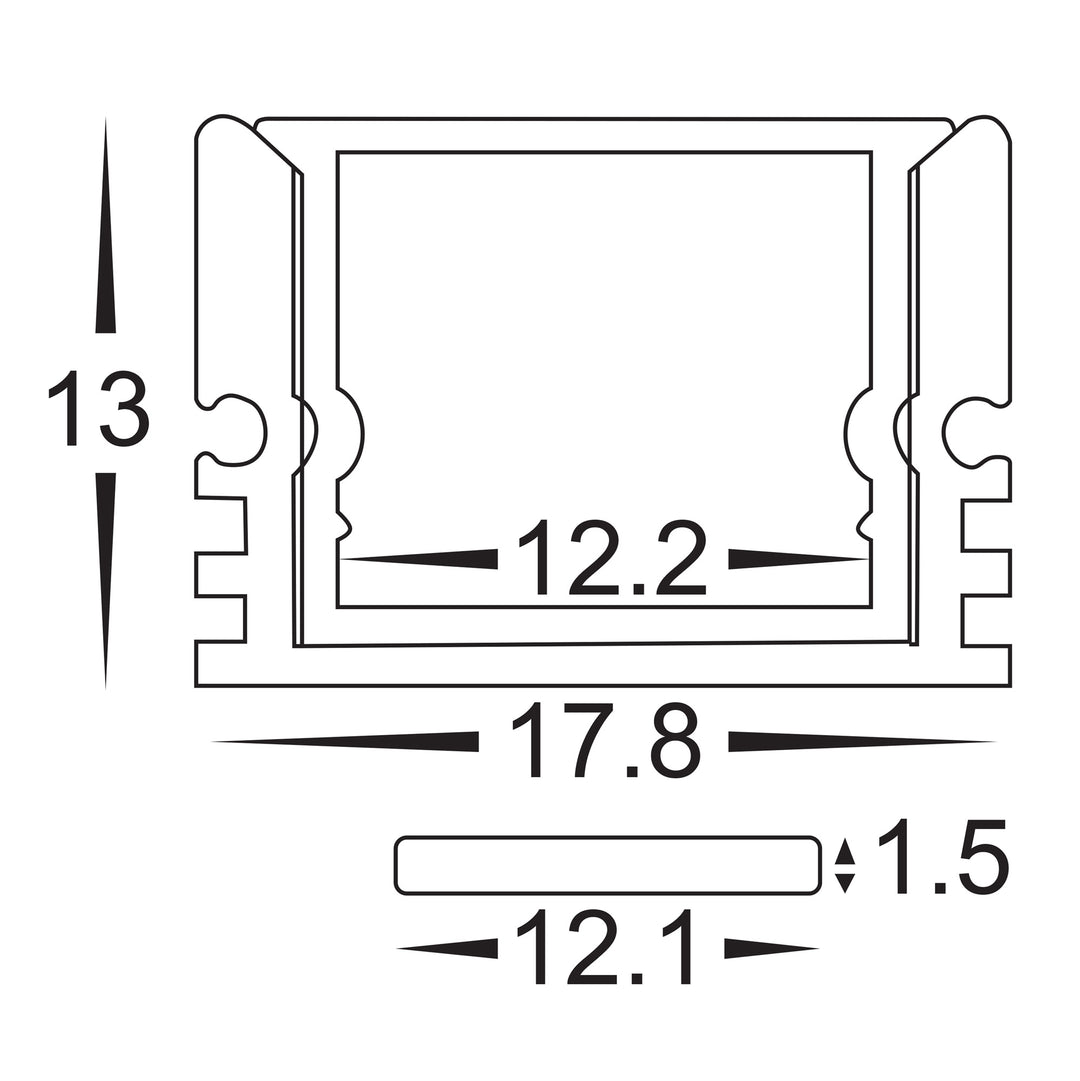 HCP-4811812 - Silver Deep IP65 Square Aluminium Profile