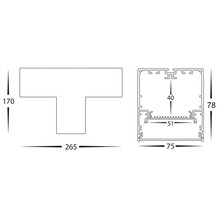 HCP-603002-T | HCP-603004-T - White 15w T-Shape TRI Colour Proline Connector