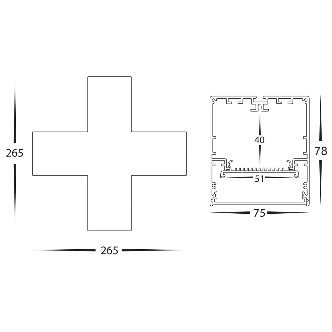 HCP-603002-X / HCP-603004-X - White 20w X-Shape TRI Colour Proline Connector