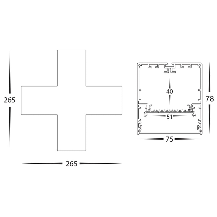 HCP-603002-X / HCP-603004-X - White 20w X-Shape TRI Colour Proline Connector
