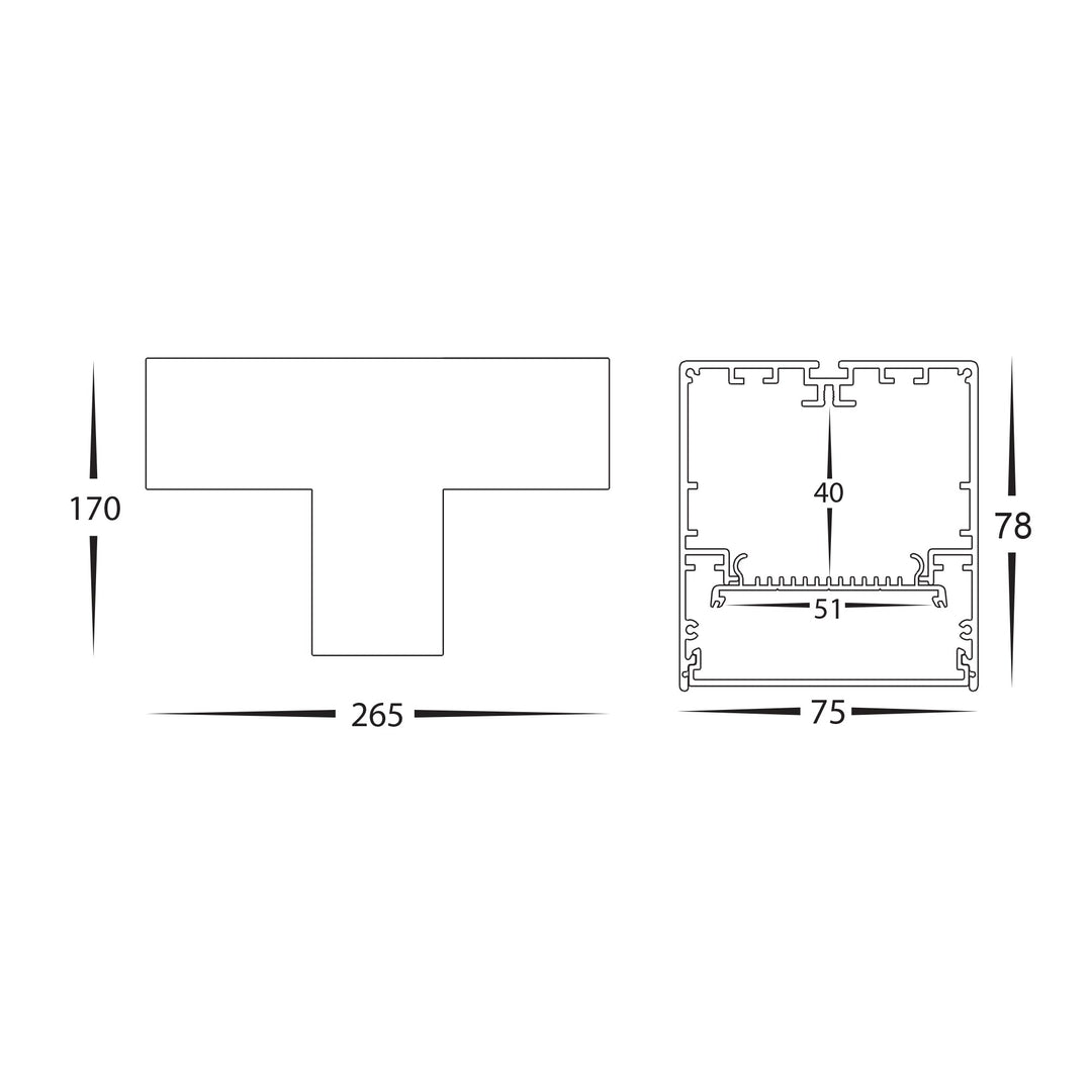 HCP-602002-T | HCP-602004-T - Black 15w T-Shape TRI Colour Proline Connector