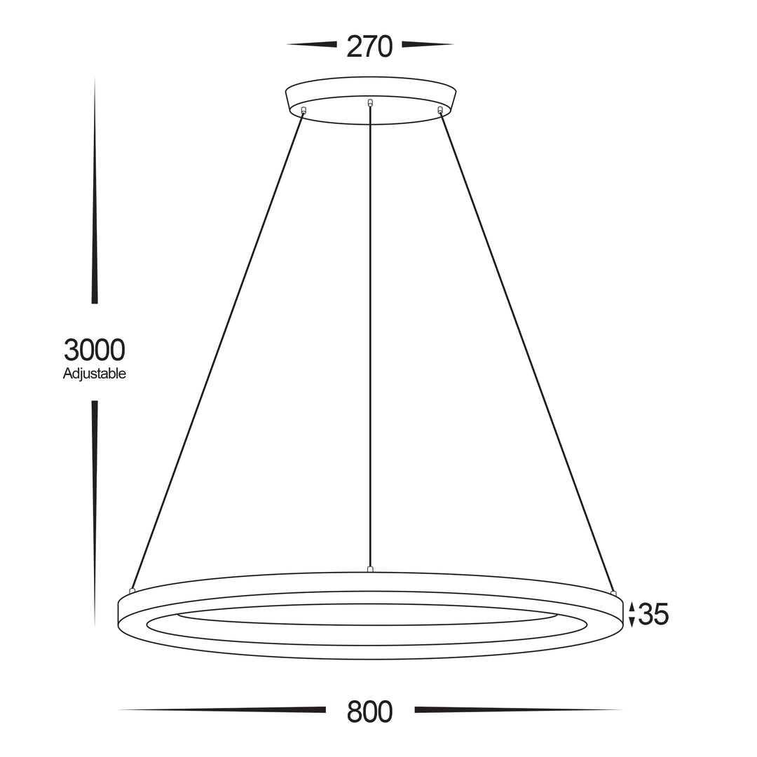 HCP-642130 / HCP-642133 / HCP-642134 - Black 800mm 40w Circa Pendant