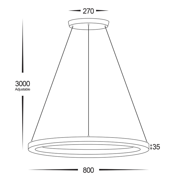 HCP-642130 / HCP-642133 / HCP-642134 - Black 800mm 40w Circa Pendant