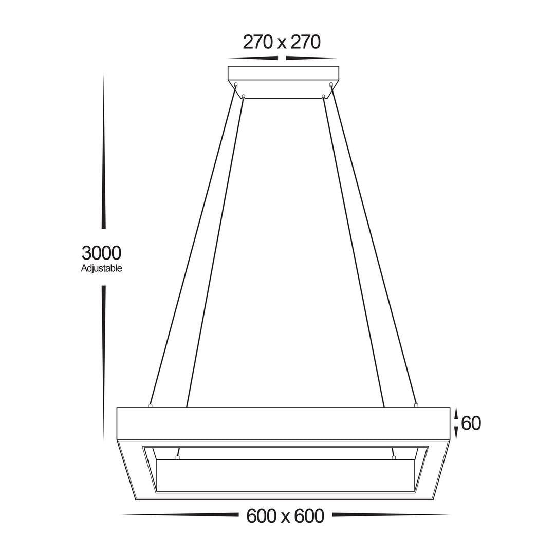HCP-672850 - Black 600mm x 600mm Square LED Pendant