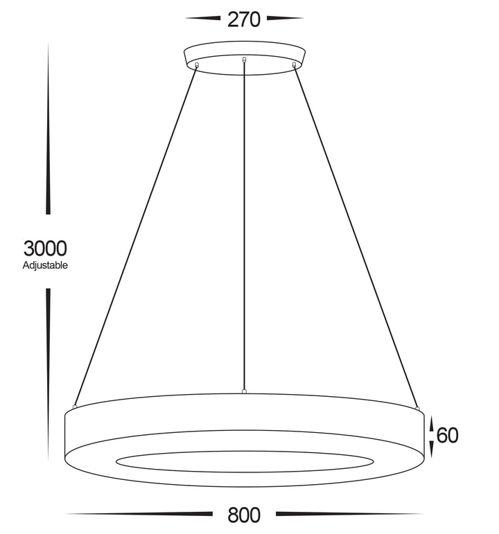 HCP-683130 / HCP-683133 / HCP-683134 - White 800mm Circa 65w LED Pendant