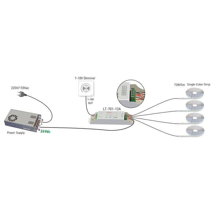 HCP-71211 - 0-1/10V Single Colour LED Strip Controller