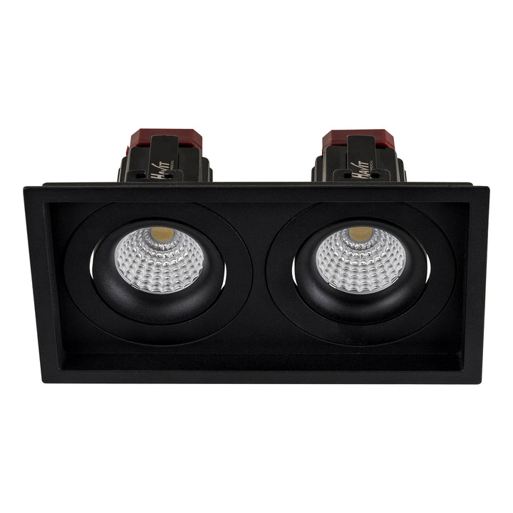 HCP-81221109 / HCP-81241109 - Black Square Tilt 2 x 9w Recessed LED Downlight