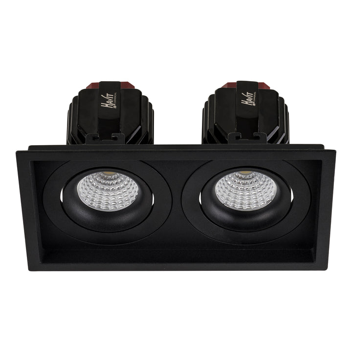 HCP-81221117 / HCP-81241117 - Black 2 x Square Tilt 17w Recessed LED Downlight