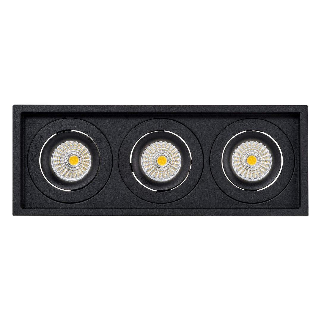 HCP-81221209 / HCP-81241209 - Black Square Tilt 3 x 9w Recessed LED Downlight
