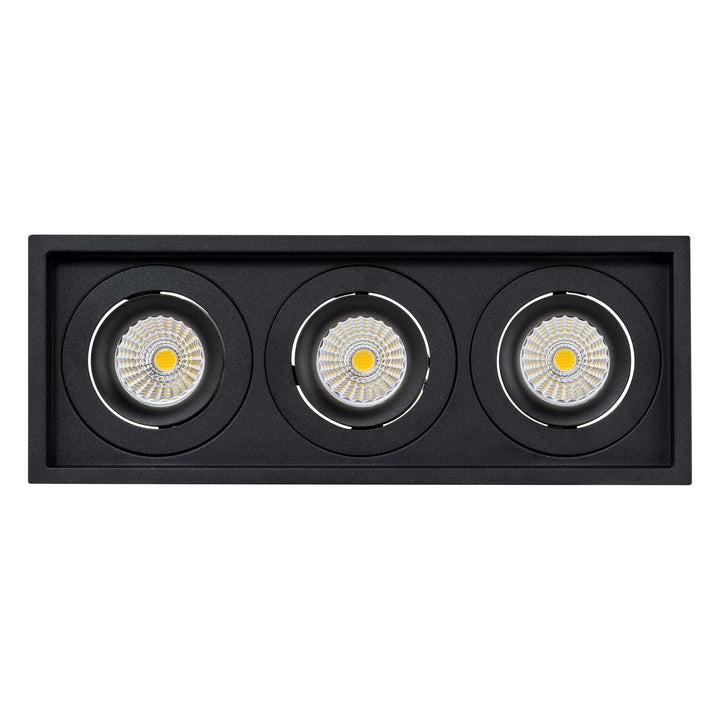 HCP-81221213 / HCP-81241213 - Black 3 x Square Tilt 13w Recessed LED Downlight